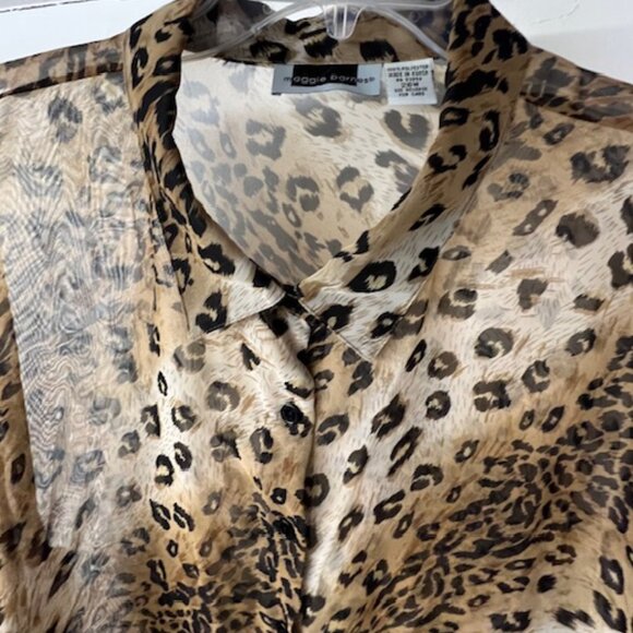 Maggie Barnes Womens Button-Down Semi-Sheer Tunic Animal Print Size 26W - Picture 3 of 7